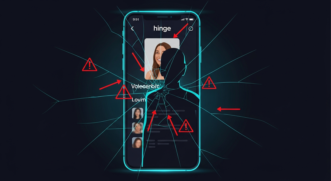 Dating app profile on Hinge with warning signs of a fake match